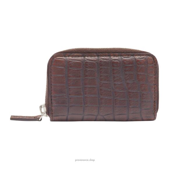 🔴 Gucci Compact Zip Wallet - Chocolate Crocodile Leather - Picture 3 of 9